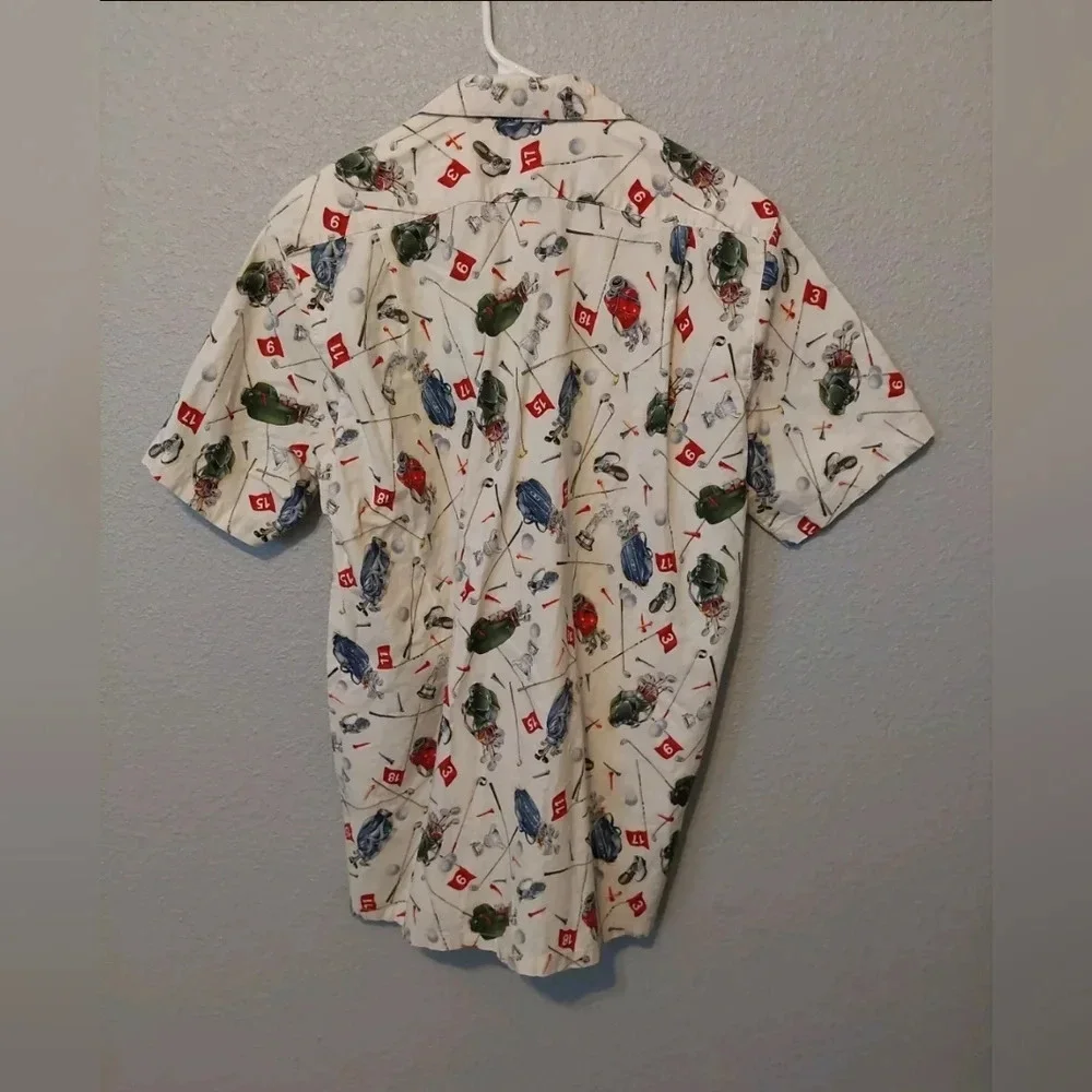 Fins Men's casual button-down shirt Beige Multicolored Golf pattern All over L/X